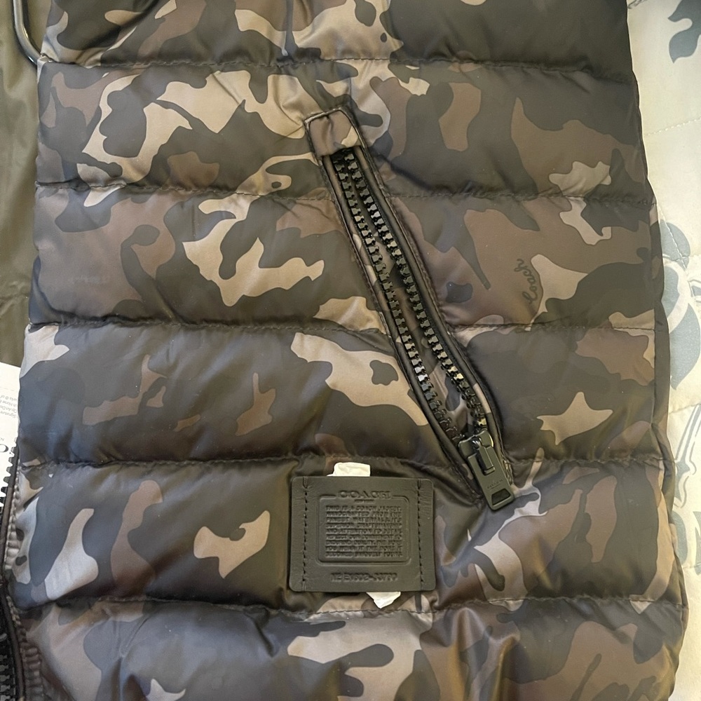 Coach hooded camouflage windbreaker jacket